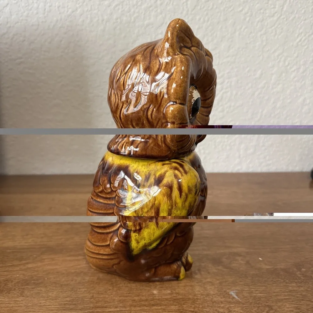 Shawnee Winking Owl Cookie Jar Vtg 1940's Made in USA Brown Glazed Pottery 10